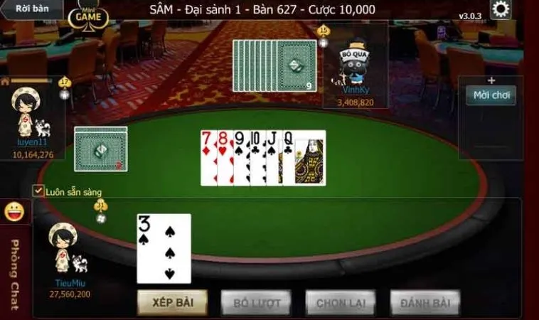 Giao diện chơi Sâm Lốc Nhà Cái FUN88