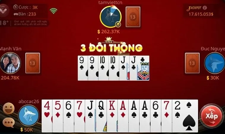 Giao diện chơi Tiến Lên Miền Nam FUN88